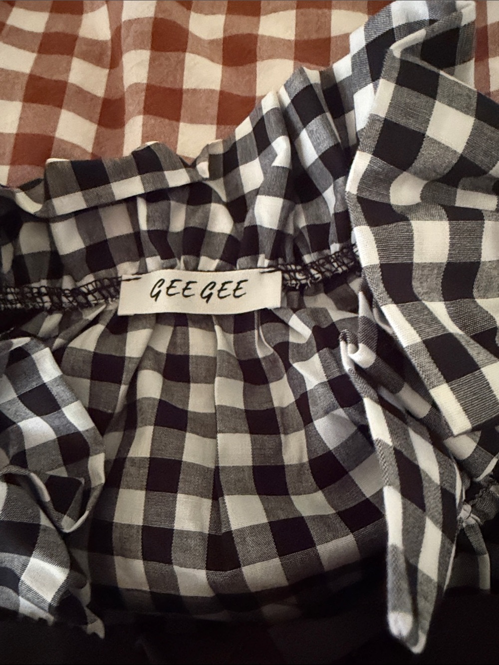 GeeGee black and white gingham bow top small - Picture 5 of 11